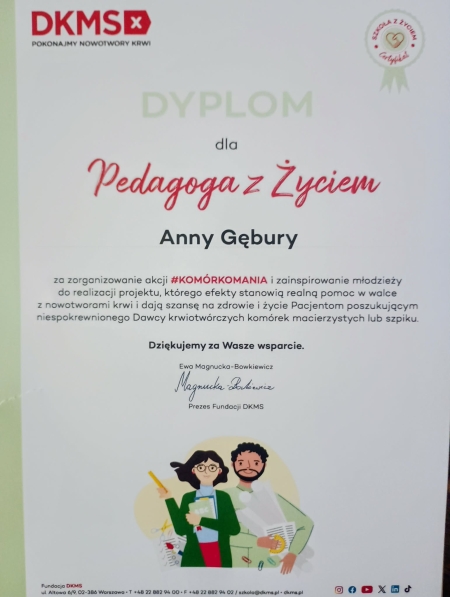 Ogólnopolski Certyfikat „Szkoły z Życiem”