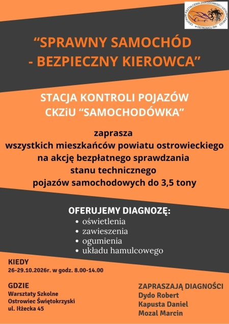 Sprawny samochód = bezpieczny kierowca!